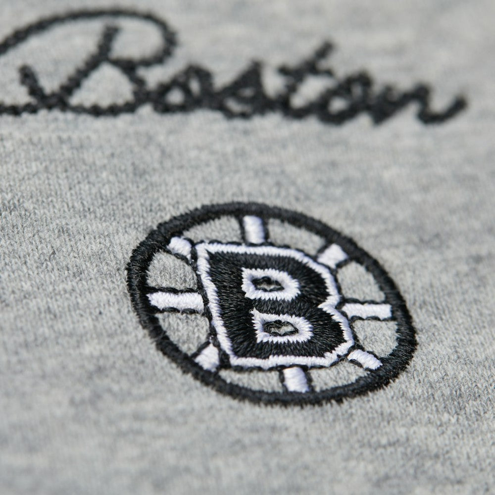 Boston Bruins Mitchell & Ness Women's Logo Lightweight Pullover Sweatshirt - Heather Gray | US 202679016