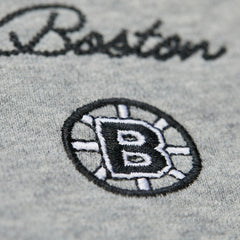 Boston Bruins Mitchell & Ness Women's Logo Lightweight Pullover Sweatshirt - Heather Gray | US 202679016
