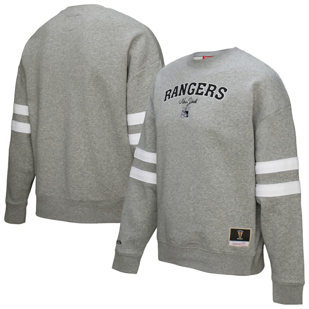 New York Rangers Mitchell & Ness Women's Logo Lightweight Pullover Sweatshirt - Heather Gray | US 202679017