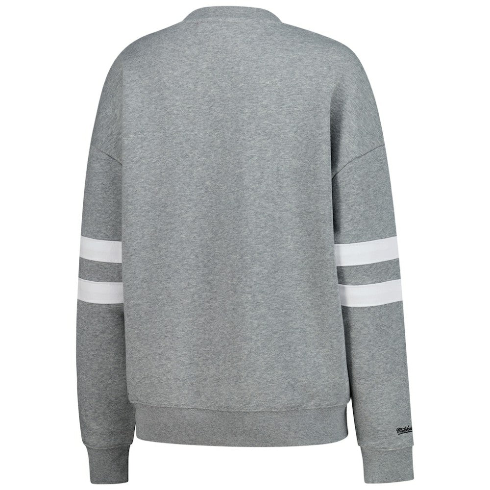 Pittsburgh Penguins Mitchell & Ness Women's Logo Lightweight Pullover Sweatshirt - Heather Gray | US 202679018