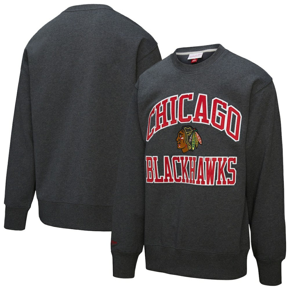 Chicago Blackhawks Mitchell & Ness Playoff Win Fleece Pullover Sweatshirt - Heather Charcoal | US 202679019