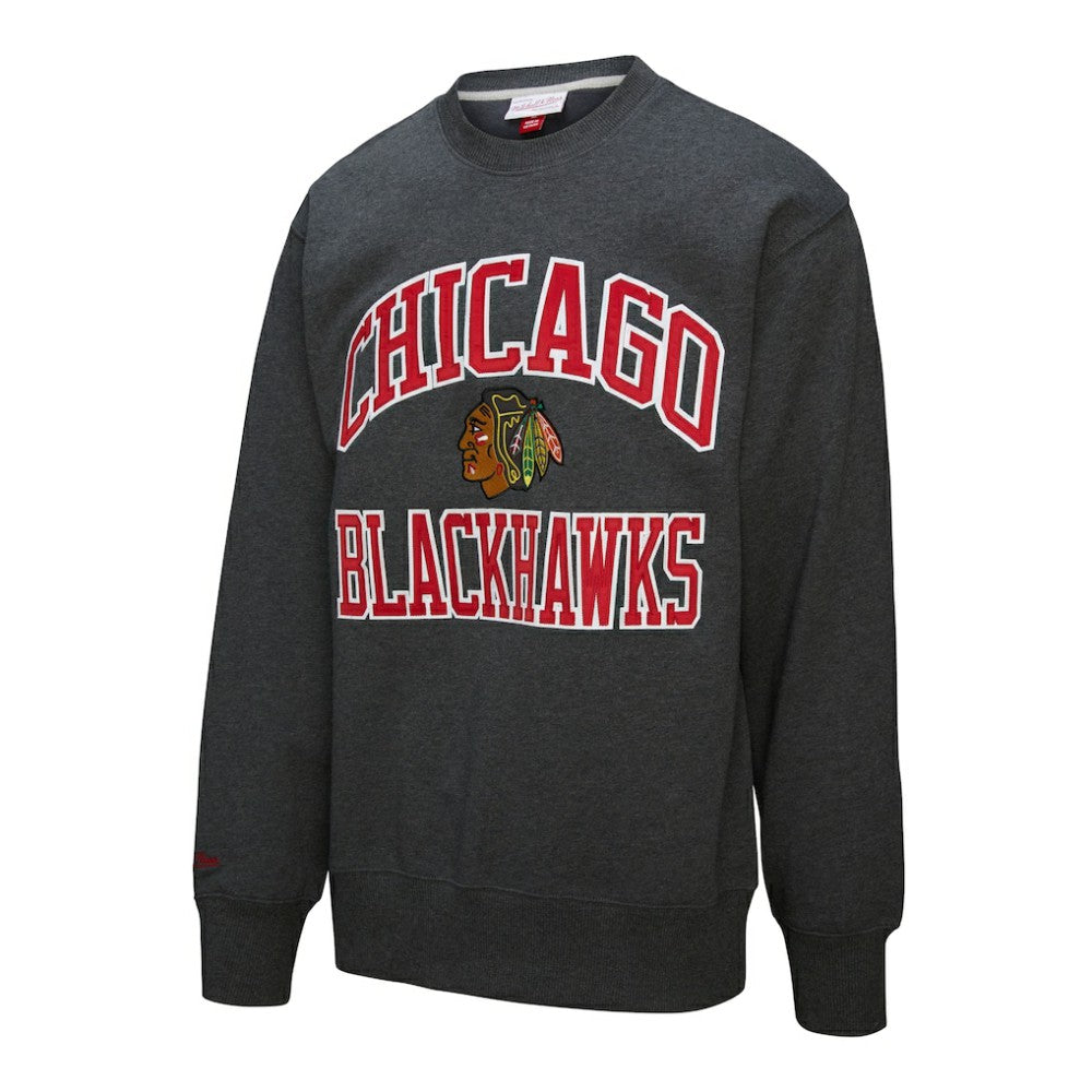 Chicago Blackhawks Mitchell & Ness Playoff Win Fleece Pullover Sweatshirt - Heather Charcoal | US 202679019