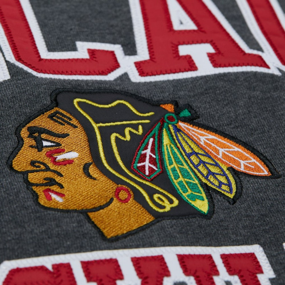 Chicago Blackhawks Mitchell & Ness Playoff Win Fleece Pullover Sweatshirt - Heather Charcoal | US 202679019