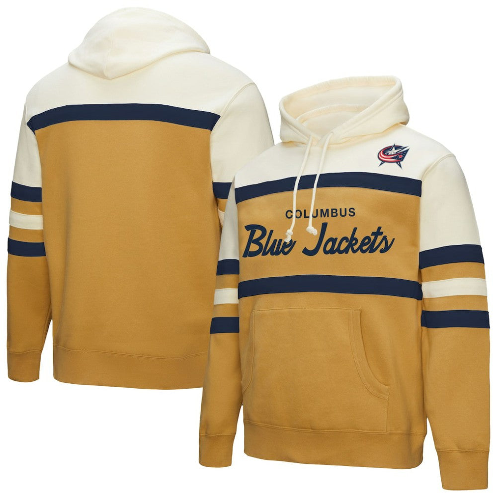 Columbus Blue Jackets Mitchell & Ness Head Coach Pullover Hoodie - Gold/Cream | US 202679029