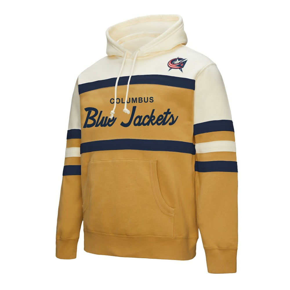 Columbus Blue Jackets Mitchell & Ness Head Coach Pullover Hoodie - Gold/Cream | US 202679029