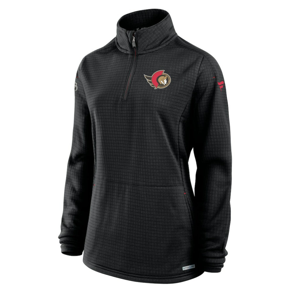 Ottawa Senators Fanatics Women's Authentic Pro Rink Quarter-Zip Pullover  - Black | US 202679684