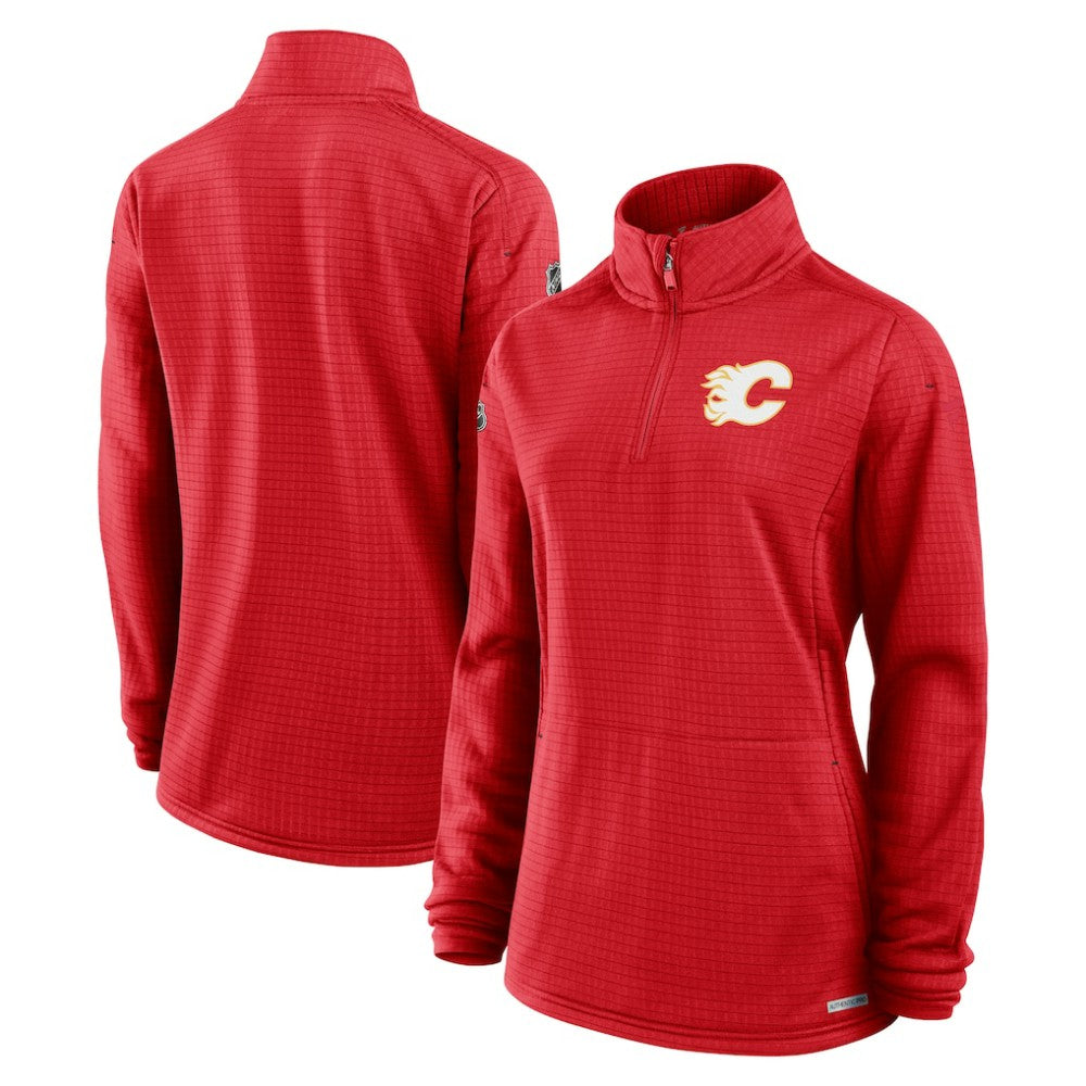 Calgary Flames Fanatics Women's Authentic Pro Rink Quarter-Zip Pullover  - Red | US 202679686