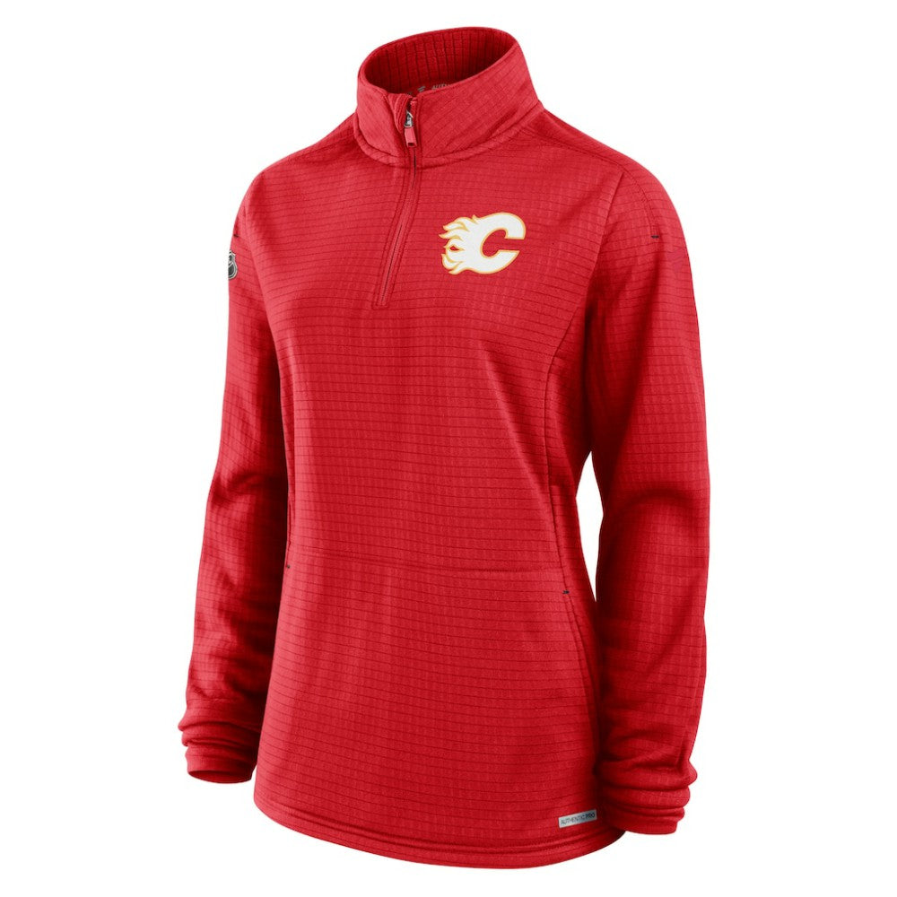 Calgary Flames Fanatics Women's Authentic Pro Rink Quarter-Zip Pullover  - Red | US 202679686