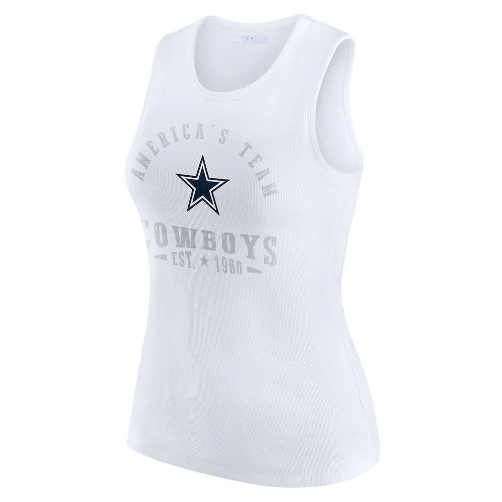 Dallas Cowboys WEAR by Erin Andrews Women's Ribbed Graphic Tank Top - White Tops