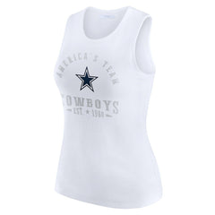 Dallas Cowboys WEAR by Erin Andrews Women's Ribbed Graphic Tank Top - White Tops