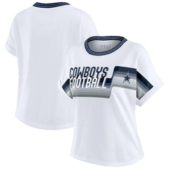 Dallas Cowboys WEAR by Erin Andrews Women's Cropped Center Stripe Dolman T-Shirt - White T-shirts