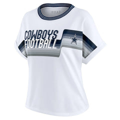Dallas Cowboys WEAR by Erin Andrews Women's Cropped Center Stripe Dolman T-Shirt - White T-shirts