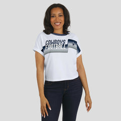 Dallas Cowboys WEAR by Erin Andrews Women's Cropped Center Stripe Dolman T-Shirt - White T-shirts