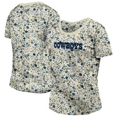 Dallas Cowboys New Era Women's Glam Game Floral Scoop Neck T-Shirt - Cream T-shirts