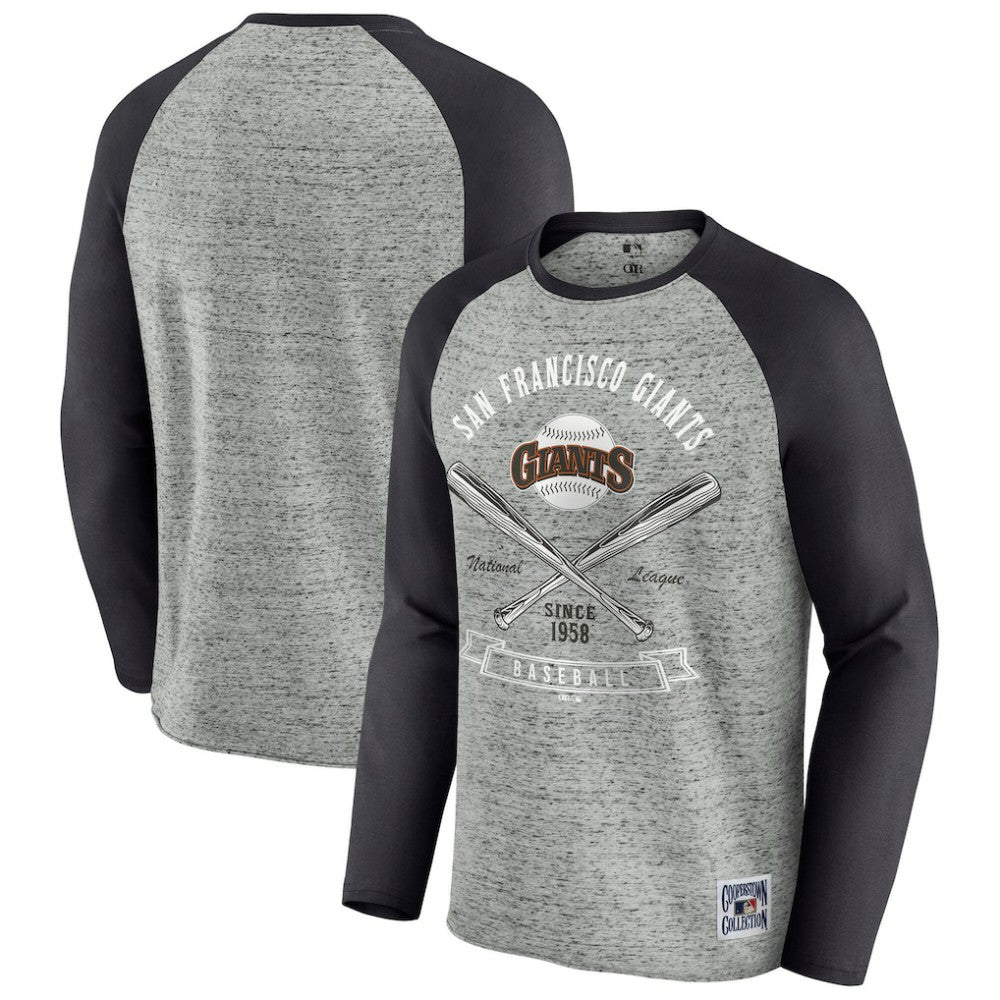 San Francisco Giants Darius Rucker Collection by Fanatics Raw Edge Raglan Long Sleeve Baseball T-Shirt - Heather Gray T-shirts