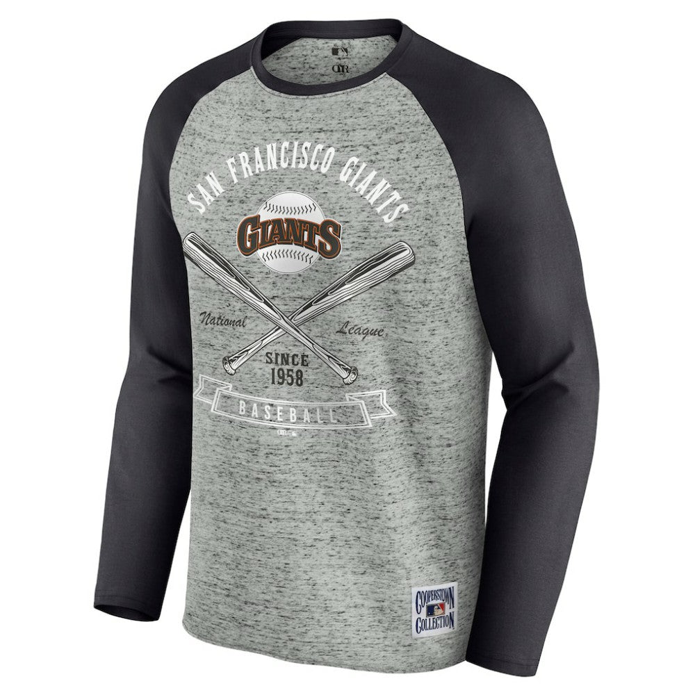 San Francisco Giants Darius Rucker Collection by Fanatics Raw Edge Raglan Long Sleeve Baseball T-Shirt - Heather Gray T-shirts