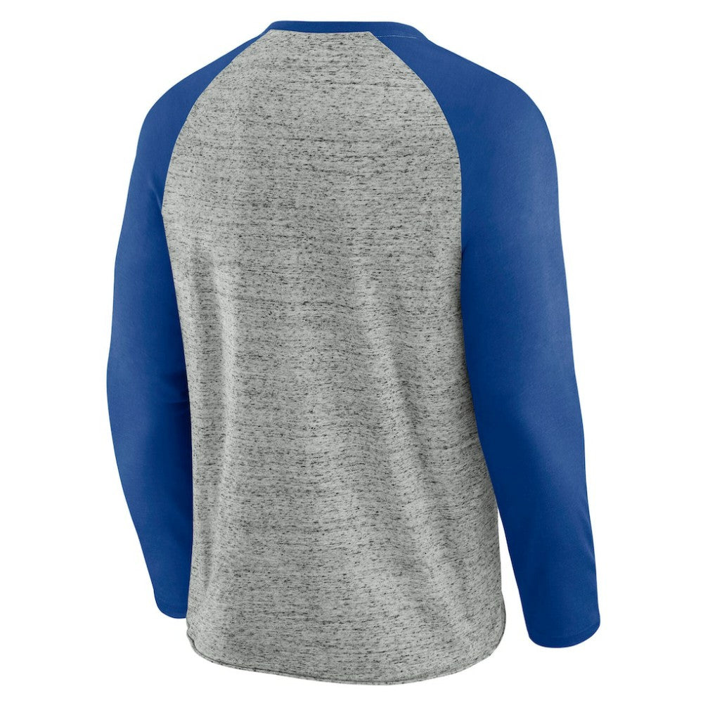 Texas Rangers Darius Rucker Collection by Fanatics Raw Edge Raglan Long Sleeve Baseball T-Shirt - Heather Gray T-shirts