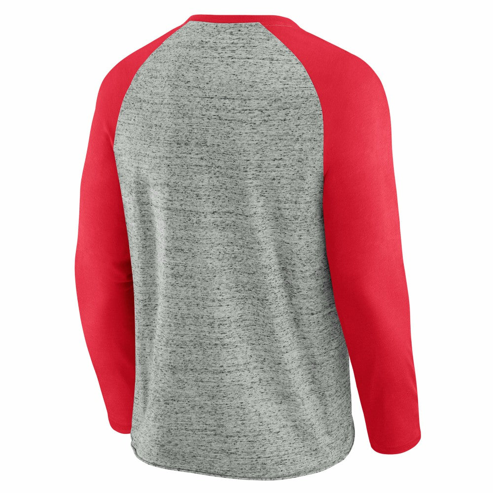 Cincinnati Reds Darius Rucker Collection by Fanatics Raw Edge Raglan Long Sleeve Baseball T-Shirt - Heather Gray T-shirts