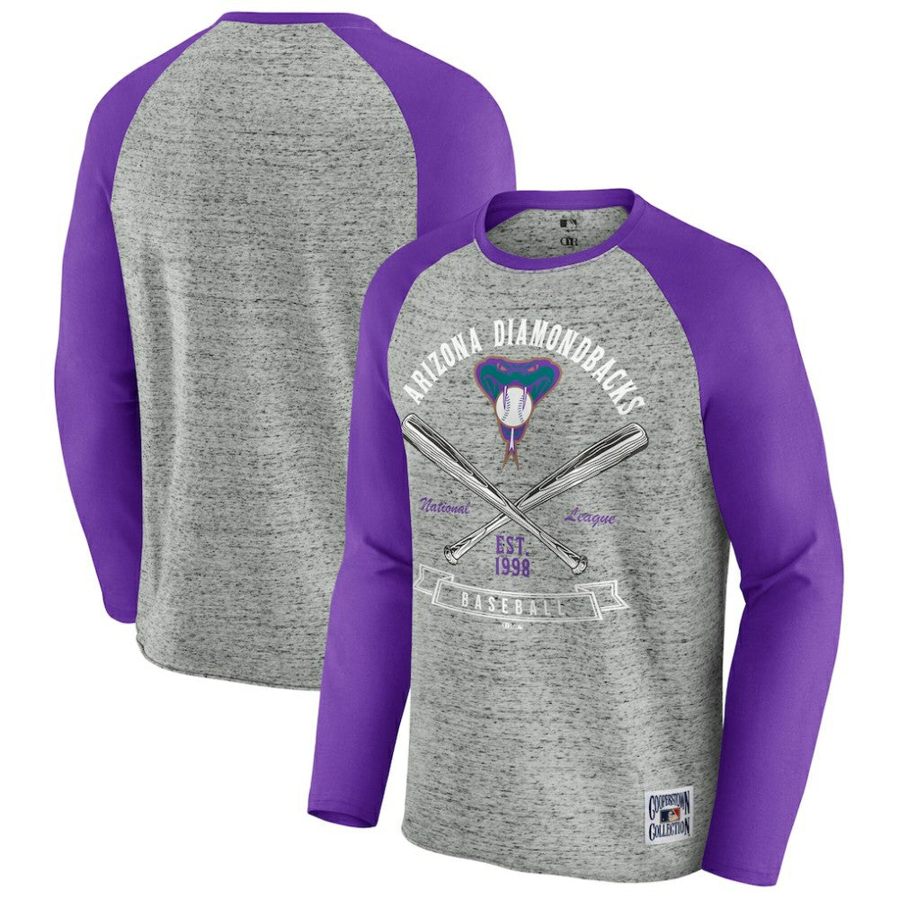 Arizona Diamondbacks Darius Rucker Collection by Fanatics Raw Edge Raglan Long Sleeve Baseball T-Shirt - Heather Gray T-shirts