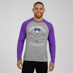 Arizona Diamondbacks Darius Rucker Collection by Fanatics Raw Edge Raglan Long Sleeve Baseball T-Shirt - Heather Gray T-shirts