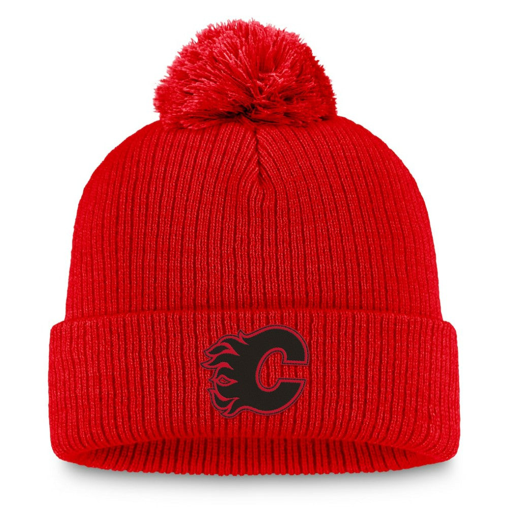 Calgary Flames Fanatics Women's Cuffed Knit Hat with Pom - Red | US 202682321