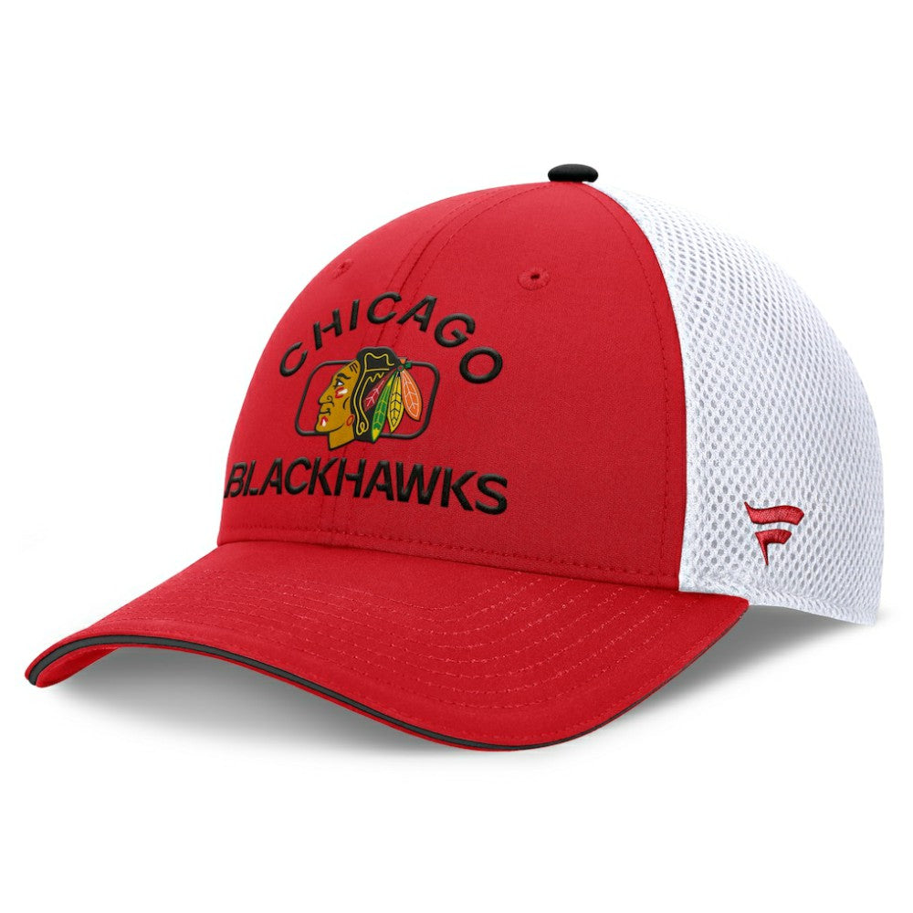 Chicago Blackhawks Fanatics Authentic Pro Rink Adjustable Trucker Hat - Red/White | US 202682669