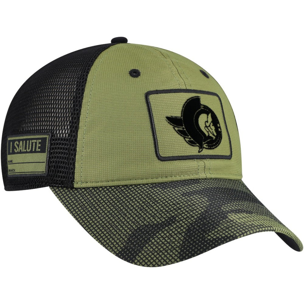 Ottawa Senators Fanatics Military Appreciation Trucker Adjustable Hat - Olive | US 202682998