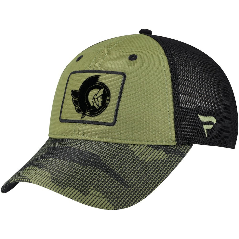 Ottawa Senators Fanatics Military Appreciation Trucker Adjustable Hat - Olive | US 202682998