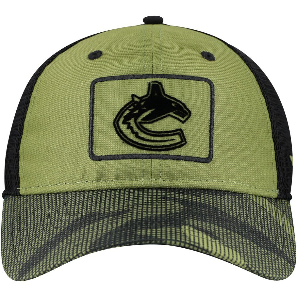 Vancouver Canucks Fanatics Military Appreciation Trucker Adjustable Hat - Olive | US 202682999
