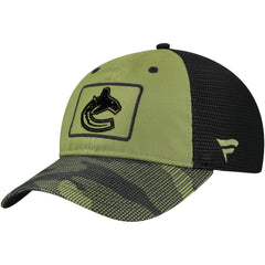 Vancouver Canucks Fanatics Military Appreciation Trucker Adjustable Hat - Olive | US 202682999