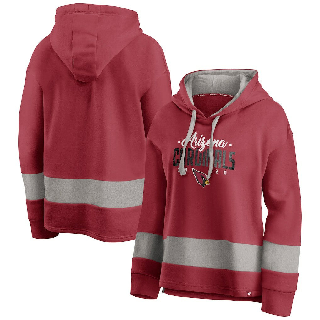 Arizona Cardinals Women's Huddle Up Fundamental Fleece Color Block Pullover Hoodie - Cardinal/Gray Hoodies