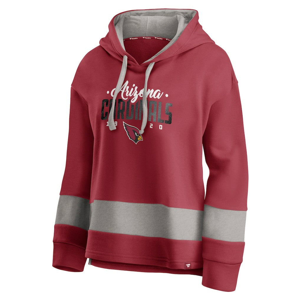 Arizona Cardinals Women's Huddle Up Fundamental Fleece Color Block Pullover Hoodie - Cardinal/Gray Hoodies