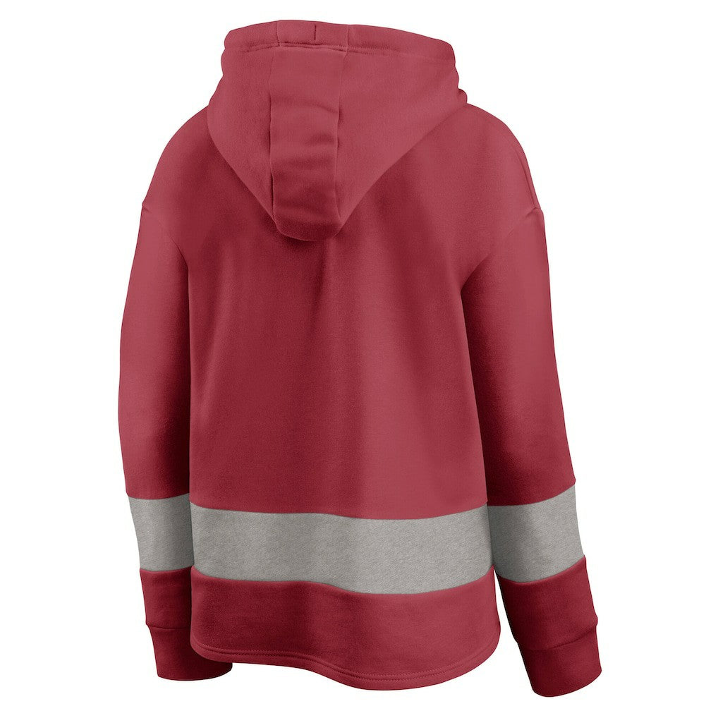 Arizona Cardinals Women's Huddle Up Fundamental Fleece Color Block Pullover Hoodie - Cardinal/Gray Hoodies