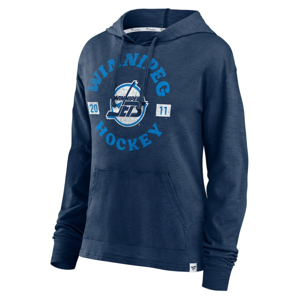 Winnipeg Jets Fanatics Women's Faded Pullover Hoodie - Heather Navy | US 202683191