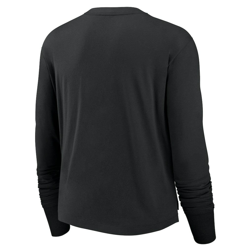 Las Vegas Raiders Women's Large Logo Cropped Long Sleeve Fashion T-Shirt - Black T-shirts