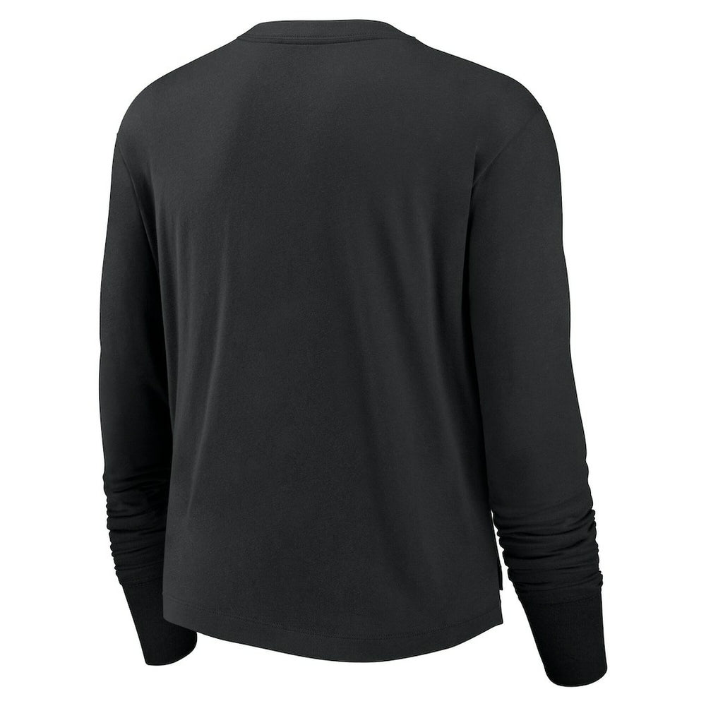 Las Vegas Raiders Women's Large Logo Cropped Long Sleeve Fashion T-Shirt - Black T-shirts