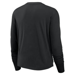 Las Vegas Raiders Women's Large Logo Cropped Long Sleeve Fashion T-Shirt - Black T-shirts