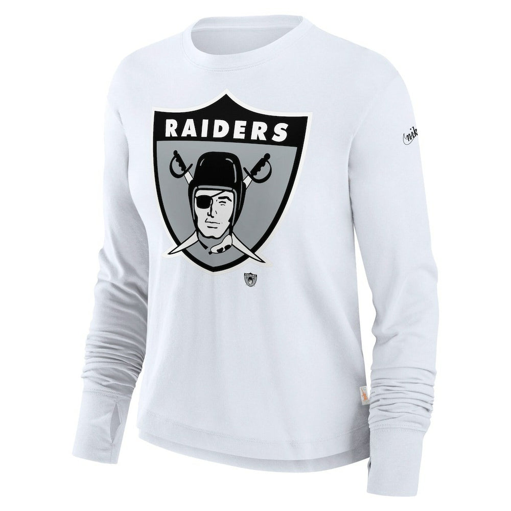 Las Vegas Raiders Women's Large Logo Cropped Long Sleeve Fashion T-Shirt - White T-shirts