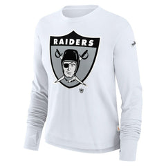 Las Vegas Raiders Women's Large Logo Cropped Long Sleeve Fashion T-Shirt - White T-shirts