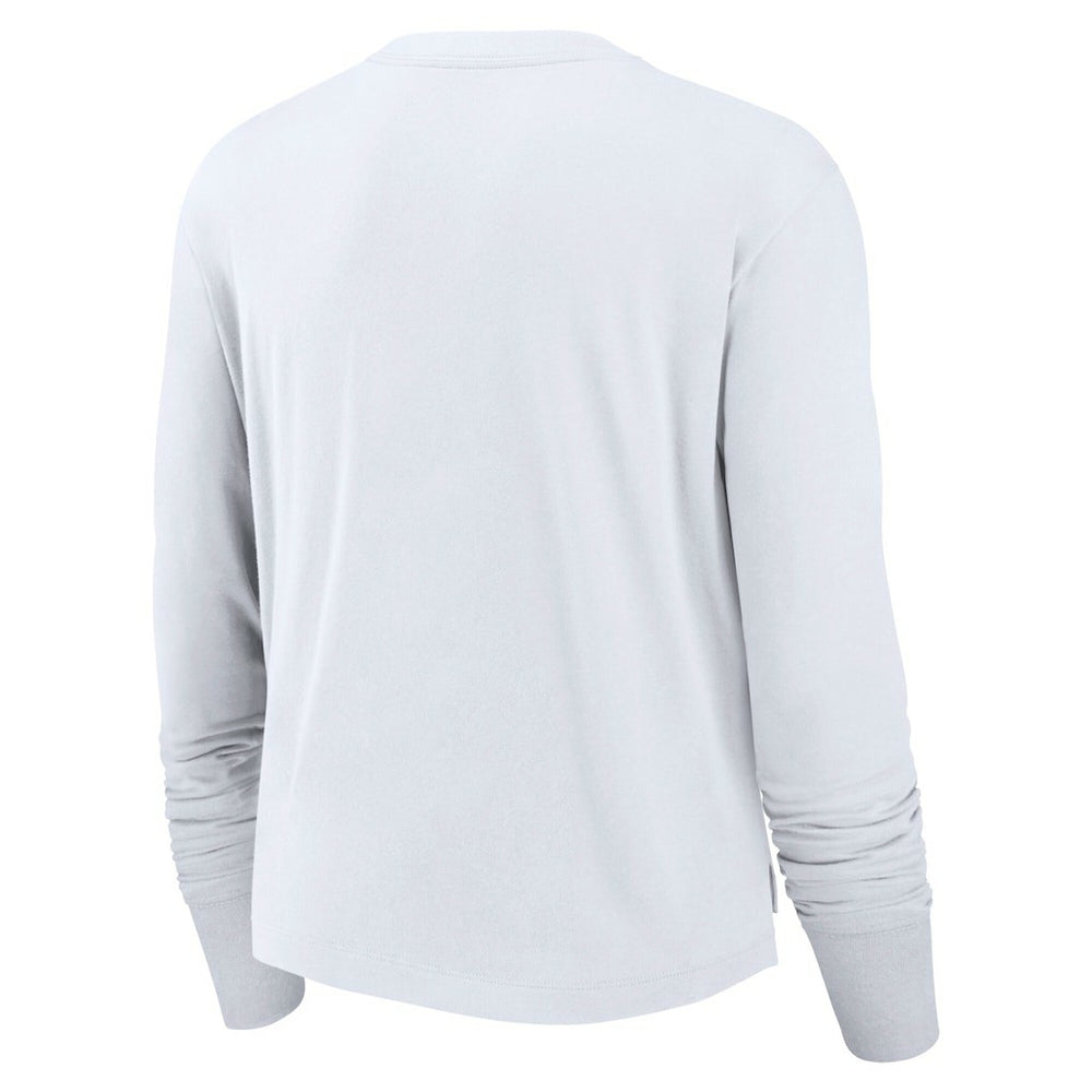 Los Angeles Rams Women's Layered Logo Cropped Long Sleeve Fashion T-Shirt - White T-shirts
