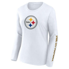 Pittsburgh Steelers Women's Long Sleeve T-Shirt - White T-shirts