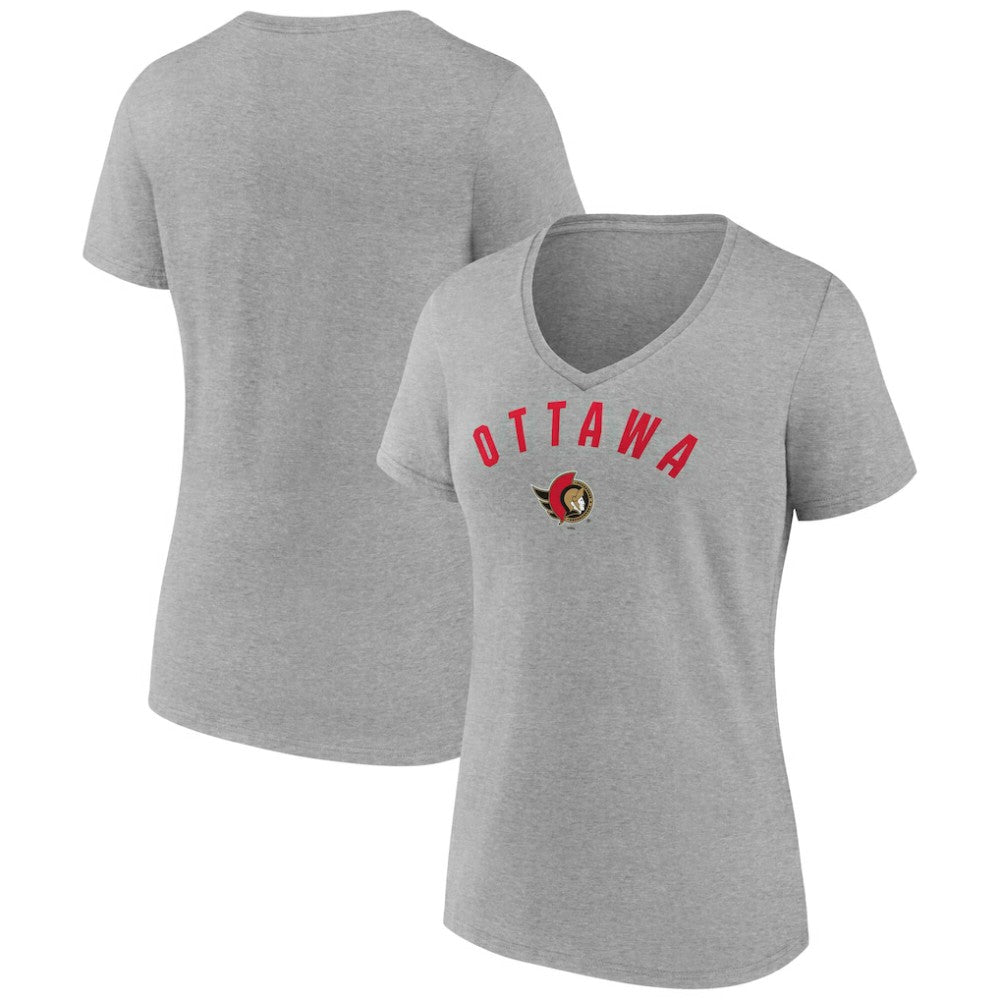 Ottawa Senators Fanatics Women's V-Neck T-Shirt - Gray | US 202683623