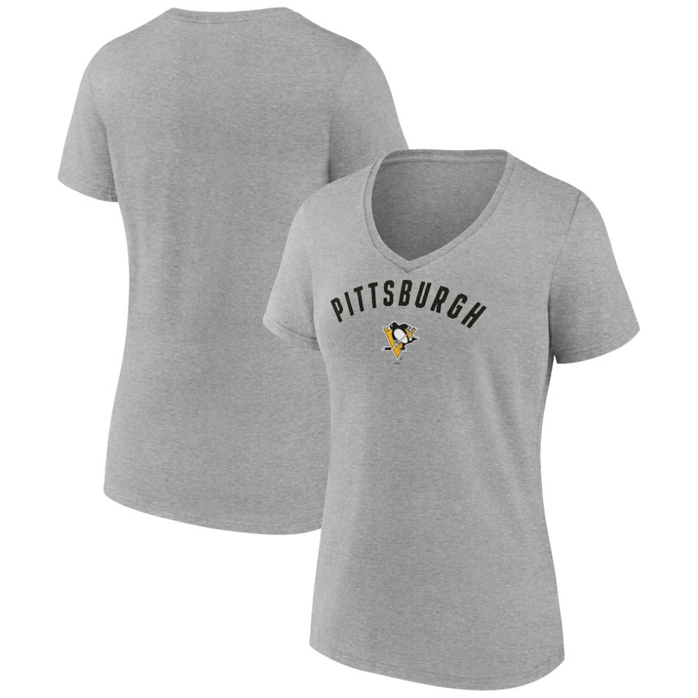 Pittsburgh Penguins Fanatics Women's V-Neck T-Shirt - Gray | US 202683630