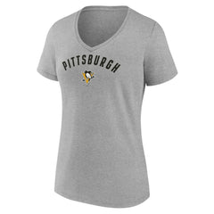 Pittsburgh Penguins Fanatics Women's V-Neck T-Shirt - Gray | US 202683630