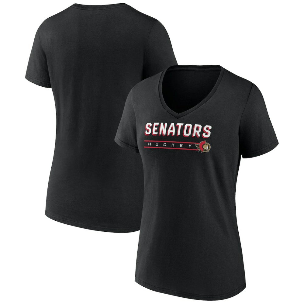 Ottawa Senators Fanatics Women's V-Neck T-Shirt - Black | US 202683637