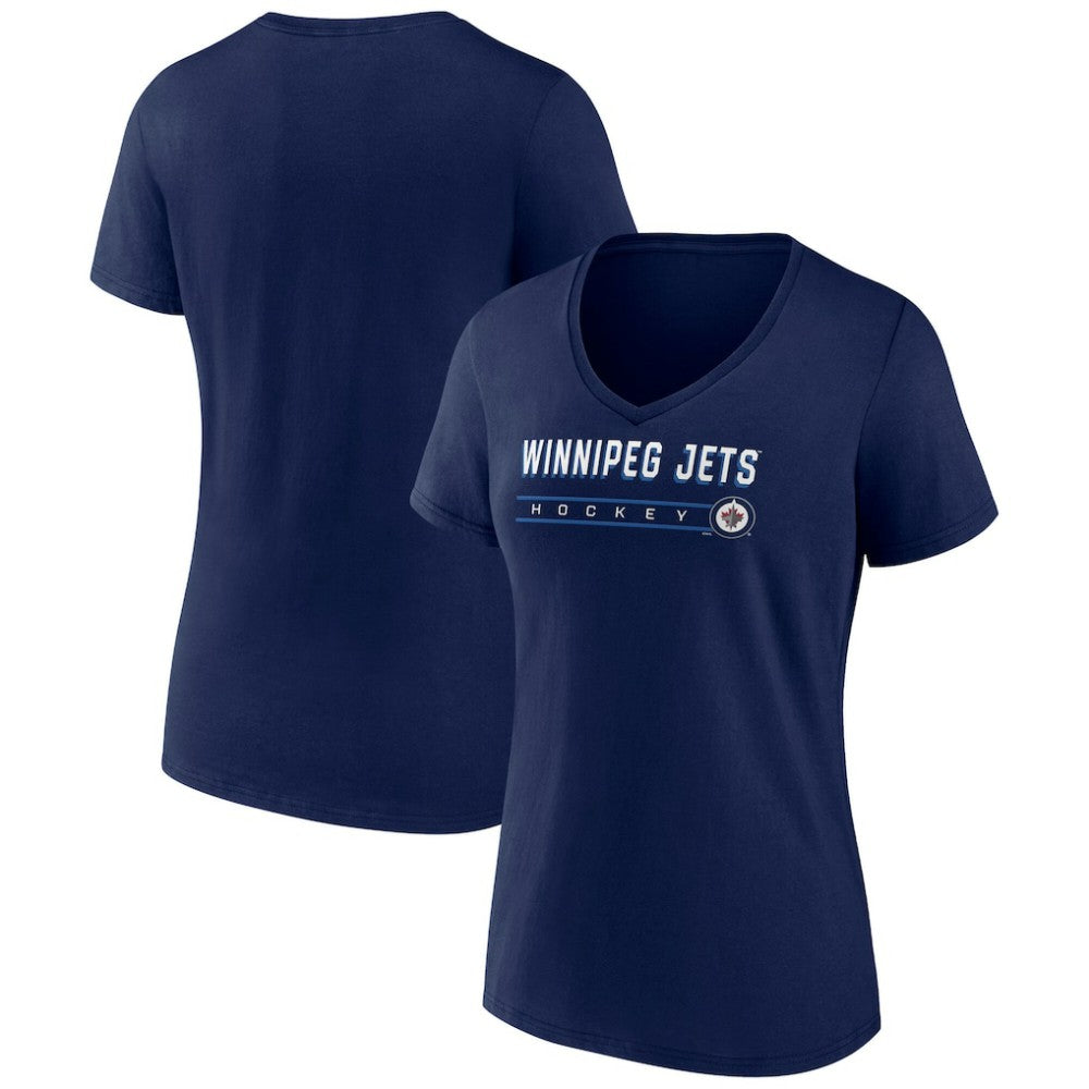 Winnipeg Jets Fanatics Women's V-Neck T-Shirt - Navy | US 202683642
