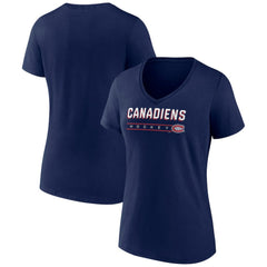 Montreal Canadiens Fanatics Women's V-Neck T-Shirt - Navy | US 202683644