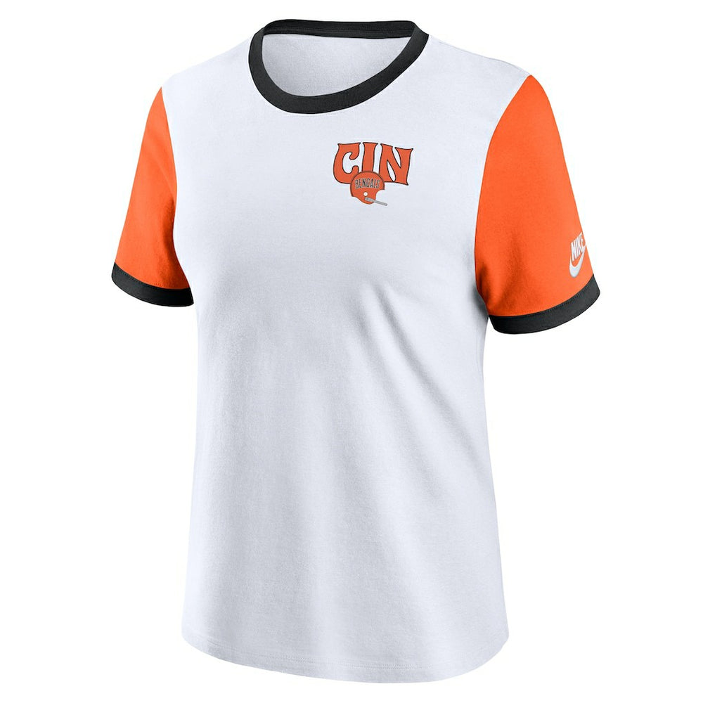 Cincinnati Bengals Women's Rewind Ringer Tri-Blend T-Shirt - White T-shirts