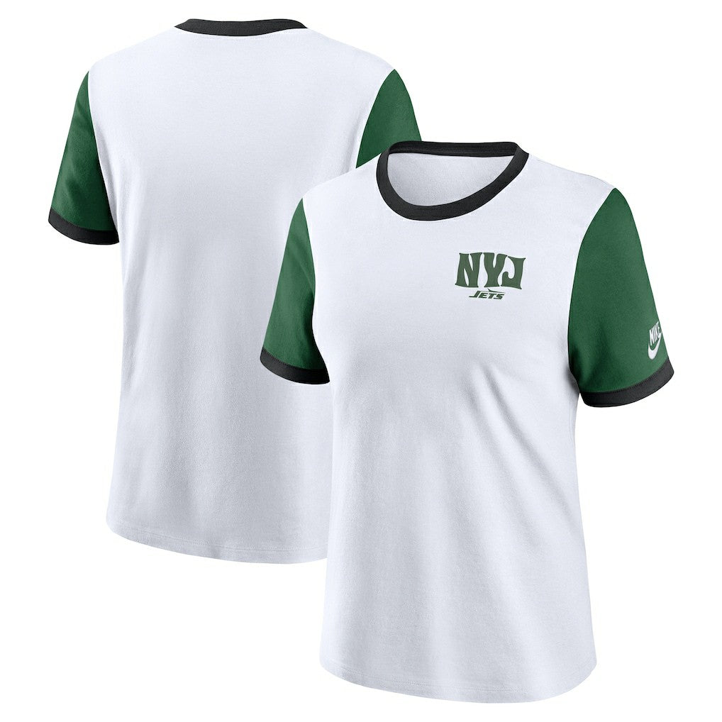 New York Jets Women's Rewind Ringer Tri-Blend T-Shirt - White T-shirts