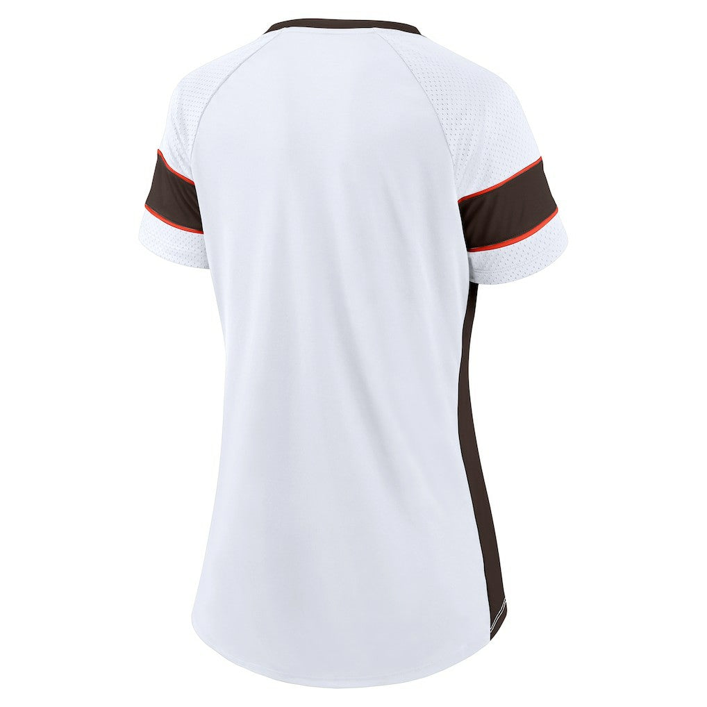Cleveland Browns Women's Athena Lace-Up V-Neck T-Shirt - White T-shirts